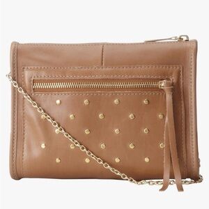 Lauren Merkin Mini Cece Studded Leather Crossbody Bag Purse Tan